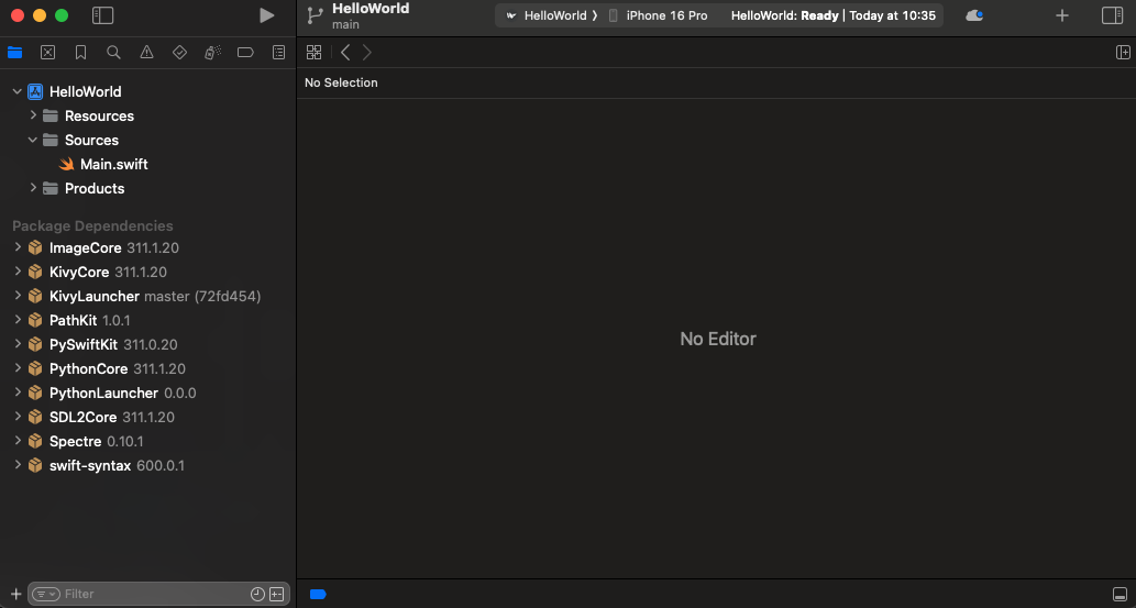HelloWorld folder in Xcode